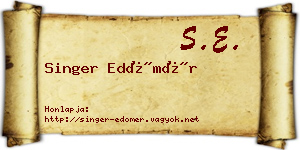 Singer Edömér névjegykártya
